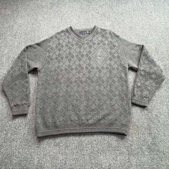 bill blass Other - VTG Bill Blass Sweater Mens Grey L Embroidered Golf Bag V-Neck Pullover Knit USA
